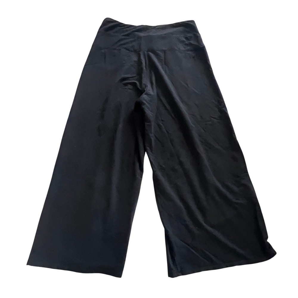 Garnet Hill Pants Women L Black Wide Leg Tencel Lyocell Crop Loungewear Resort - Picture 3 of 11